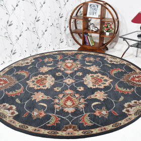 Rugsotic Carpets Hand Tufted Wool Round Area Rug Oriental (Color: Charcoal2, size: 8'x8')