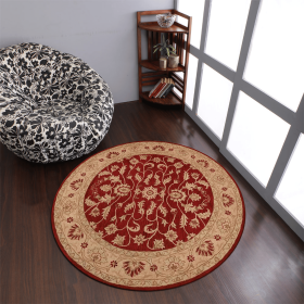 Rugsotic Carpets Hand Tufted Wool Round Area Rug Oriental (Color: Red Gold, size: 8'x8')