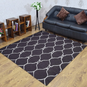 Rugsotic Carpets Hand Tufted Wool Square Area Rug Geometric (Color: Brown Beige, size: 8'x8')