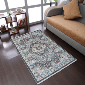 Rugsotic Carpets Machine Woven Crossweave Polyester Area Rug Oriental (Color: Beige Black1, size: 2'x3'10'')