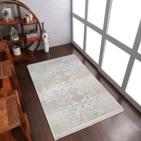Rugsotic Carpets Machine Woven Crossweave Polyester Area Rug Oriental (Color: Cream1, size: 2'x3'10'')