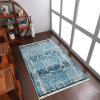 Rugsotic Carpets Machine Woven Crossweave Polyester Blue Area Rug Oriental
