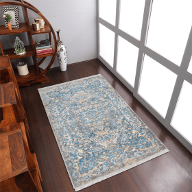 Rugsotic Carpets Machine Woven Crossweave Polyester Area Rug Oriental (Color: Gray Blue2, size: 3'11''x5'10'')