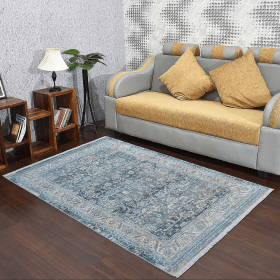 Rugsotic Carpets Machine Woven Crossweave Polyester Area Rug Oriental (Color: Gray Blue1, size: 4'8''x6'9'')