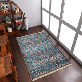 Rugsotic Carpets Machine Woven Crossweave Polyester Area Rug Oriental (Color: Brown, size: 4'x5'11'')