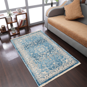 Rugsotic Carpets Machine Woven Crossweave Polyester Blue Area Rug Oriental (Color: Blue6, size: 8'x10')
