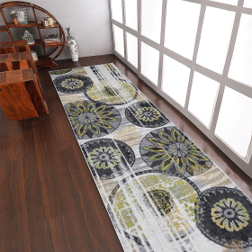 Rugsotic Carpets Machine Woven Heatset Polypropylene 3'2''x10' Runner Area Rug Contemporary (Color: Beige Green, size: 3'2''x10')