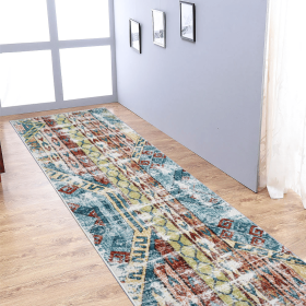 Rugsotic Carpets Machine Woven Heatset Polypropylene 3'2''x10' Runner Area Rug Contemporary (Color: Multicolor3, size: 3'2''x10')
