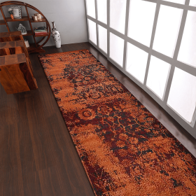 Rugsotic Carpets Machine Woven Heatset Polypropylene 3'2''x10' Runner Area Rug Contemporary (Color: orange, size: 3'2''x10')
