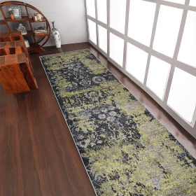 Rugsotic Carpets Machine Woven Heatset Polypropylene 3'2''x10' Runner Area Rug Contemporary (Color: Silver, size: 3'2''x10')