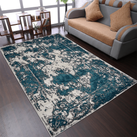 Rugsotic Carpets Machine Woven Heatset Polypropylene Area Rug Abstract (Color: Ivory Blue, size: 3'4''x5')