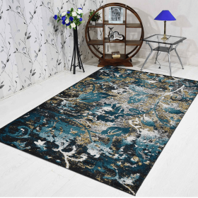 Rugsotic Carpets Machine Woven Heatset Polypropylene Area Rug Floral (Color: Blue, size: 4'4''x6'4'')