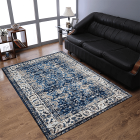 Rugsotic Carpets Machine Woven Heatset Polypropylene Area Rug Oriental (Color: Ivory Blue, size: 4'4''x6'4'')
