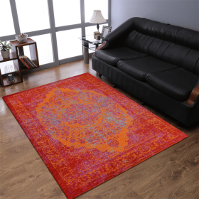 Rugsotic Carpets Machine Woven Heatset Polypropylene Area Rug Oriental (Color: Orange Red, size: 4'4''x6'4'')