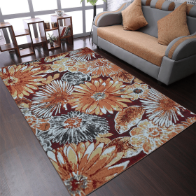 Rugsotic Carpets Machine Woven Heatset Polypropylene Area Rug Floral (Color: Beige Caramel, size: 4'x6')