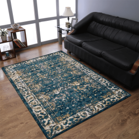 Rugsotic Carpets Machine Woven Heatset Polypropylene Area Rug Oriental (Color: Blue1, size: 4'x6')