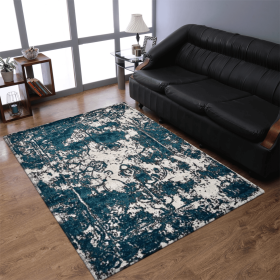Rugsotic Carpets Machine Woven Heatset Polypropylene Area Rug Abstract (Color: Ivory Blue2, size: 5'x8')