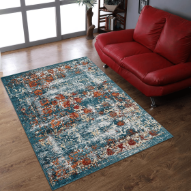 Rugsotic Carpets Machine Woven Heatset Polypropylene Area Rug Oriental (Color: Blue, size: 5'x8')