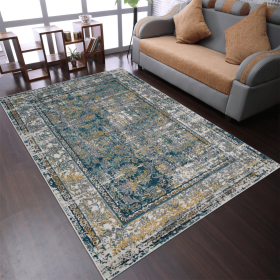 Rugsotic Carpets Machine Woven Heatset Polypropylene Area Rug Oriental (Color: Silver, size: 5'x8')