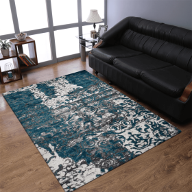 Rugsotic Carpets Machine Woven Heatset Polypropylene Area Rug Abstract (Color: Silver Blue2, size: 9'x12')