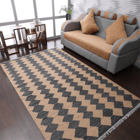 Rugsotic Carpets Hand Woven Flat Weave Kilim Wool Area Rug Contemporary (Color: Brown Charcoal, size: 5'x8')