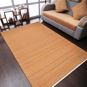 Rugsotic Carpets Hand Woven Flat Weave Kilim Wool Area Rug Solid (Color: orange, size: 9'x12')
