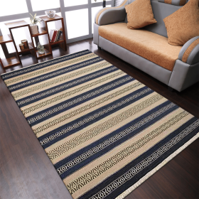 Rugsotic Carpets Hand Woven Flat Weave Kilim Wool Area Rug Contemporary (Color: Aqua Cream1, size: 3'x5')
