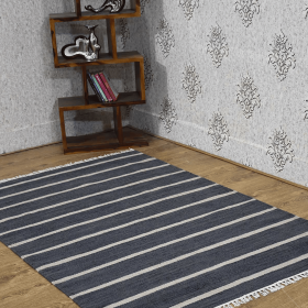 Rugsotic Carpets Hand Woven Flat Weave Kilim Wool Area Rug Contemporary (Color: Charcoal Cream, size: 5'x8')