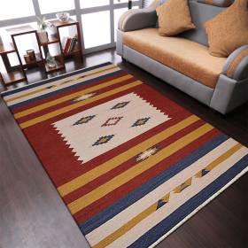 Rugsotic Carpets Hand Woven Flat Weave Kilim Wool Area Rug Contemporary (Color: Multicolor1, size: 4'x6')