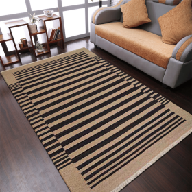 Rugsotic Carpets Hand Woven Flat Weave Kilim Wool Area Rug Contemporary (Color: Cream Charcoal, size: 3'x5')