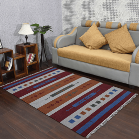 Rugsotic Carpets Hand Woven Flat Weave Kilim Wool Area Rug Contemporary (Color: Multicolor3, size: 3'x5')