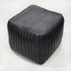 Solid Handmade Goat Leather Square Pouf (Recycled Cotton Fill)