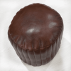 Solid Handmade Goat Leather Round Pouf (Recycled Cotton Fill)