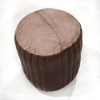 Solid Handmade Goat Leather Round Pouf (Recycled Cotton Fill)