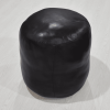 Solid Handmade Goat Leather Round Pouf (Recycled Cotton Fill)