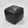 Solid Handmade Goat Leather Square Pouf (Recycled Cotton Fill)