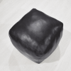 Solid Handmade Goat Leather Square Pouf (Recycled Cotton Fill)