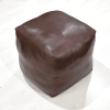 Solid Handmade Goat Leather Square Pouf (Recycled Cotton Fill)