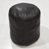 Solid Handmade Goat Leather Round Pouf (Recycled Cotton Fill)