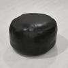 Solid Handmade Goat Leather Round Pouf (Recycled Cotton Fill)