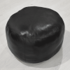 Solid Handmade Goat Leather Round Pouf (Recycled Cotton Fill)