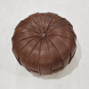 Solid Handmade Buffalo Leather Round Pouf (Recycled Foam with Fibre Fill)