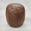 Solid Handmade Buffalo Leather Round Pouf (Recycled Foam with Fibre Fill)