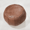 Solid Handmade Buffalo Leather Round Pouf (Recycled Foam with Fibre Fill)
