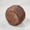 Solid Handmade Buffalo Leather Round Pouf (Recycled Foam with Fibre Fill)
