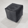 Solid Handmade Goat Leather Square Pouf (Recycled Cotton Fill)