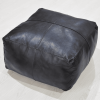 Solid Handmade Goat Leather Square Pouf (Recycled Cotton Fill)