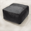 Solid Handmade Goat Leather Square Pouf (Recycled Cotton Fill)