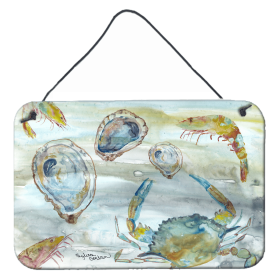 Watercolor Wall or Door Hanging Prints (Color: Crab/Shrimp/Oyster, size: 8 x 12)