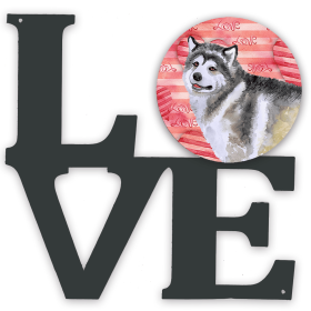 Dog Love & Hearts Metal Wall Artwork (size: 12 x 12)